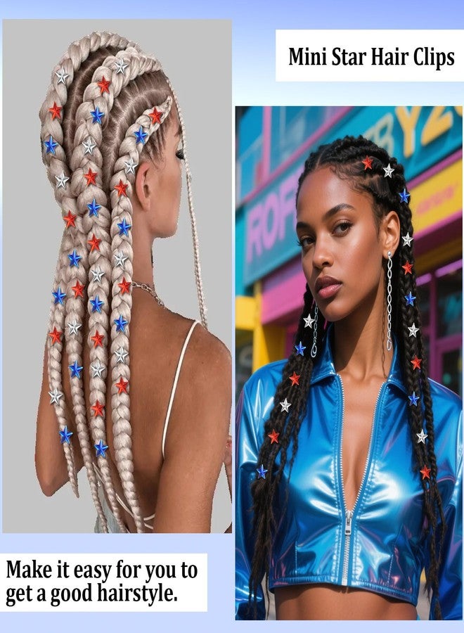 ييسيون مجموعة YISSION المكونة من 30 قطعة من مشابك الشعر الحمراء والزرقاء والبيضاء، بتصميمات وطنية على شكل نجوم صغيرة، مثالية للاحتفال بيوم الاستقلال الأمريكي. إكسسوارات شعر أنيقة للبنات والسيدات، هدية رائعة للحفلات. - Image 4